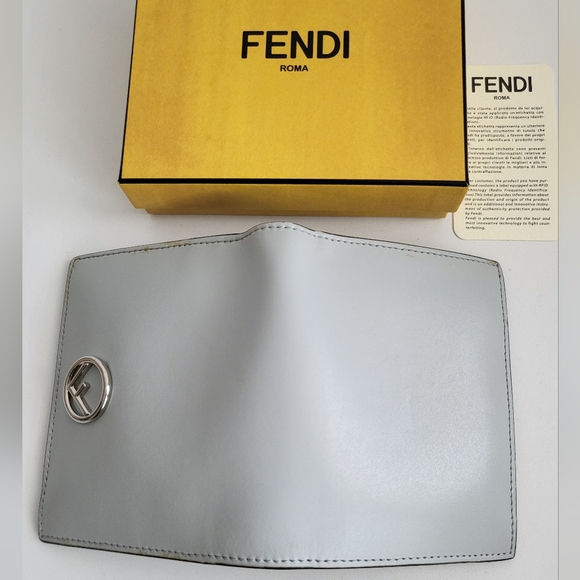Fendi Gray Bifold Compact Leather Wallet - Picture 7 of 12